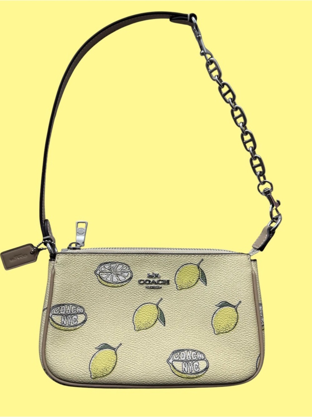 Coach Nolita 19 Yellow Lemon Print Mini Shoulder Bag